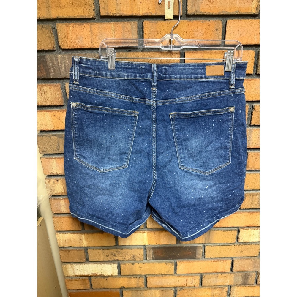 Judy Blue Women's Paint Splatter Denim Dark Wash High Rise Cuffed Shorts - Picture 2 of 3